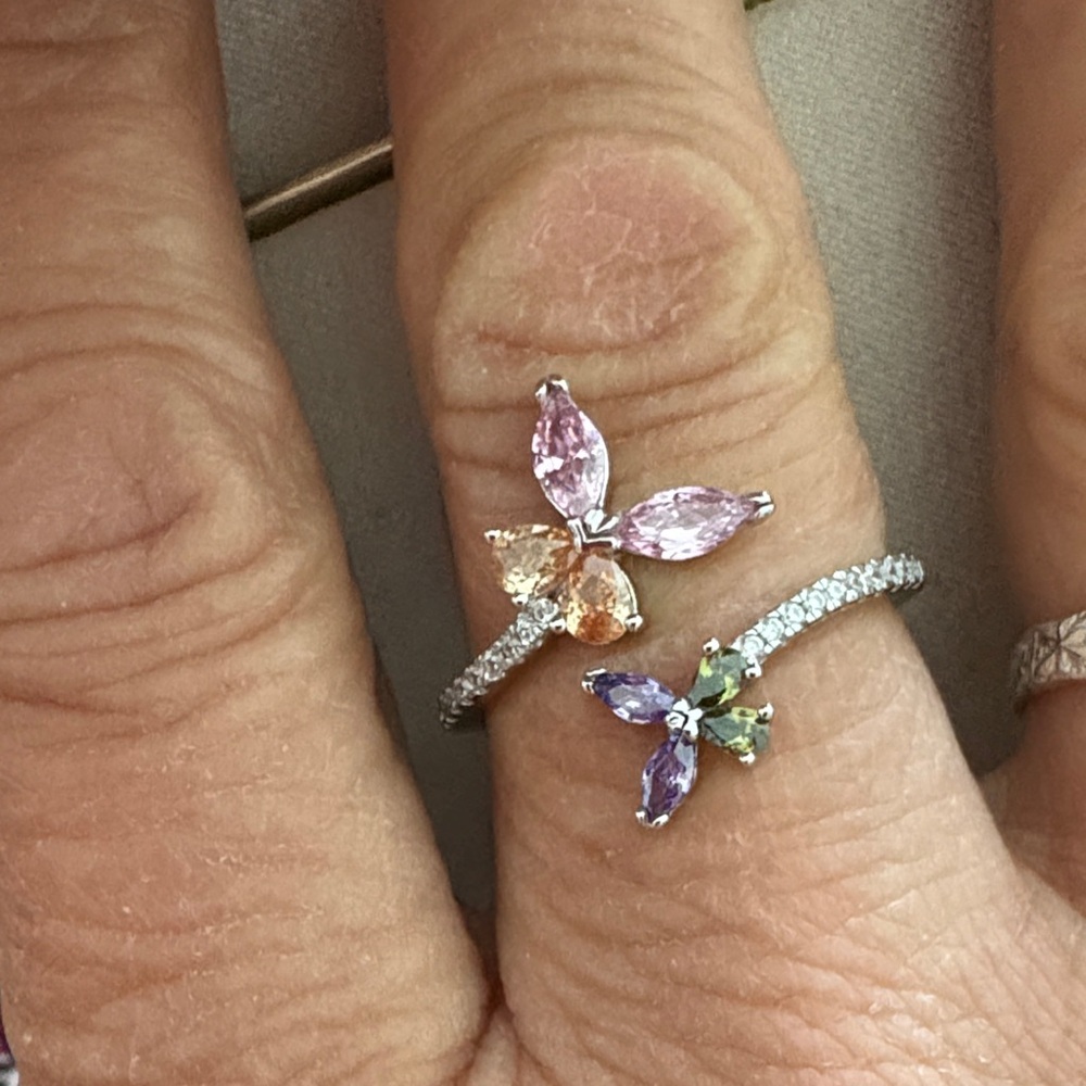 Chic Butterfly CZ Gemstone Ring in Sterling Silver - Picture 6 of 6